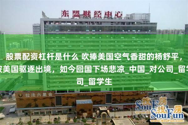 股票配资杠杆是什么 吹捧美国空气香甜的杨舒平，已被美国驱逐出境，如今回国下场悲凉_中国_对公司_留学生
