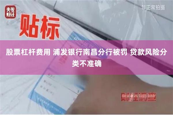 股票杠杆费用 浦发银行南昌分行被罚 贷款风险分类不准确