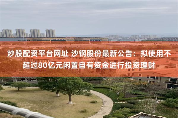 炒股配资平台网址 沙钢股份最新公告：拟使用不超过80亿元闲置自有资金进行投资理财