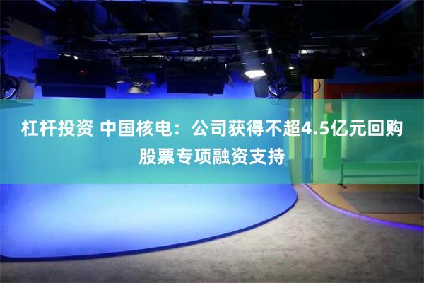 杠杆投资 中国核电：公司获得不超4.5亿元回购股票专项融资支持