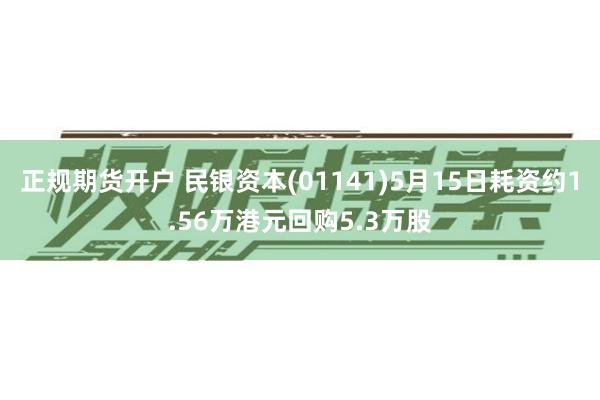 正规期货开户 民银资本(01141)5月15日耗资约1.56万港元回购5.3万股