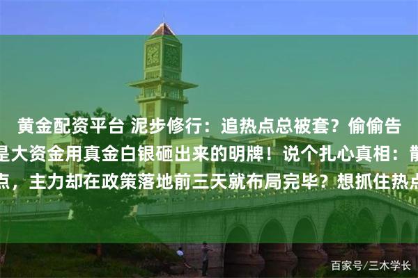 黄金配资平台 泥步修行:追热点总被套?偷偷告诉你:所谓风口,本质是大资金用真金白银砸出来的明牌!说个扎心真相:散户看新闻追热点,主力却在政策落地前三天就布局完毕?想抓住热点板块记住三个硬核信号:1️⃣ 成交量...